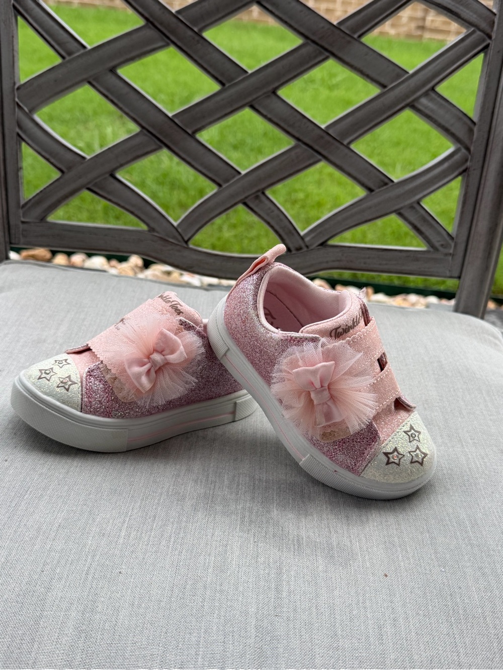 Skechers light up Pink Glitter Kids' Sneakers with Tulle Bow